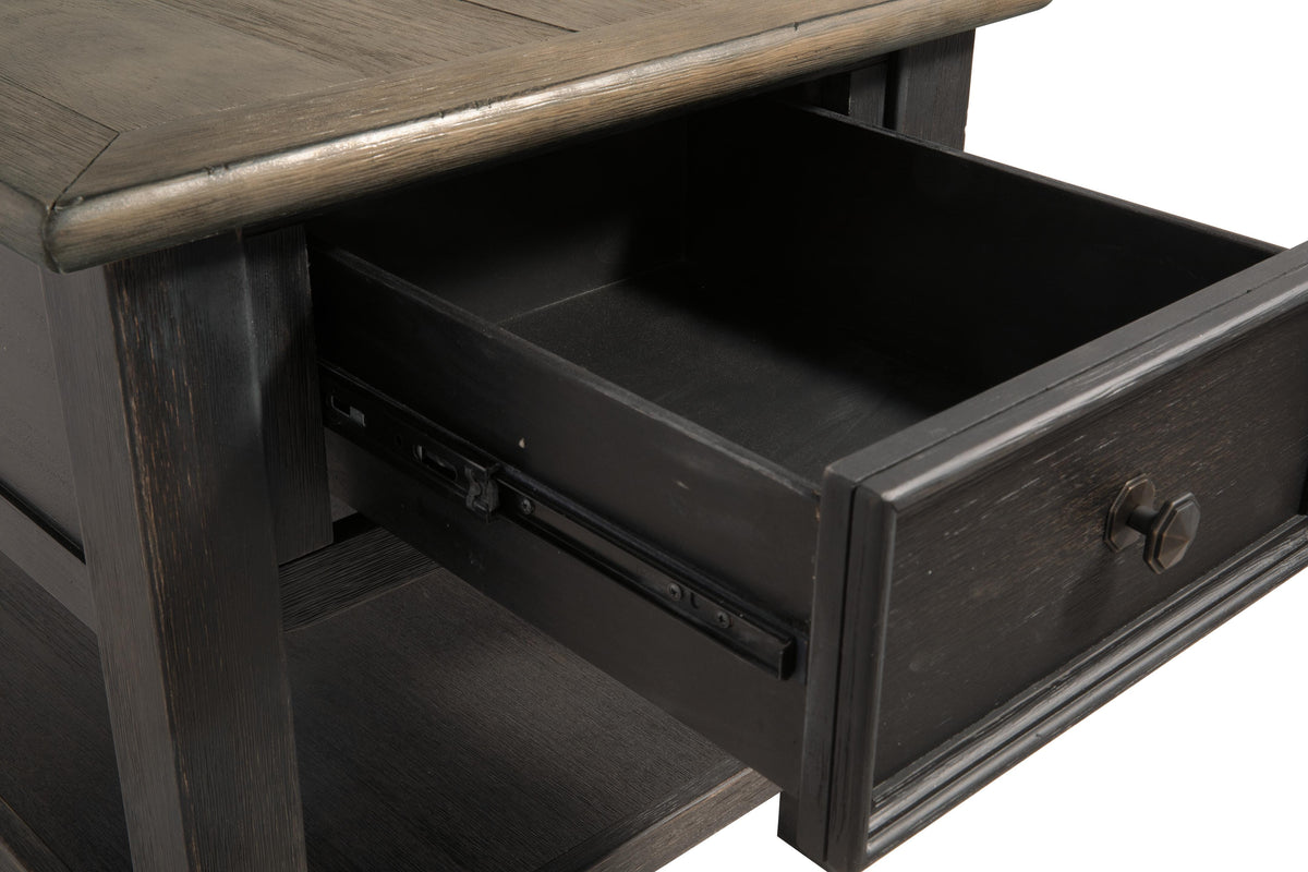 Tyler Creek End Table in Grayish Brown/Black, detail view