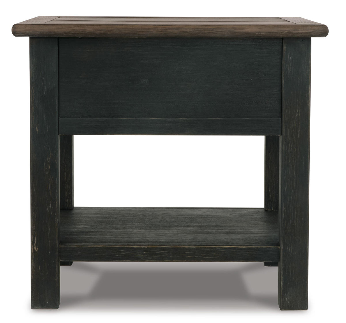 Tyler Creek End Table in Grayish Brown/Black, side view