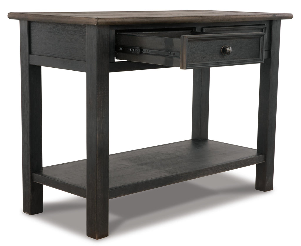 Tyler Creek Sofa/Console Table in Grayish Brown/Black, open view