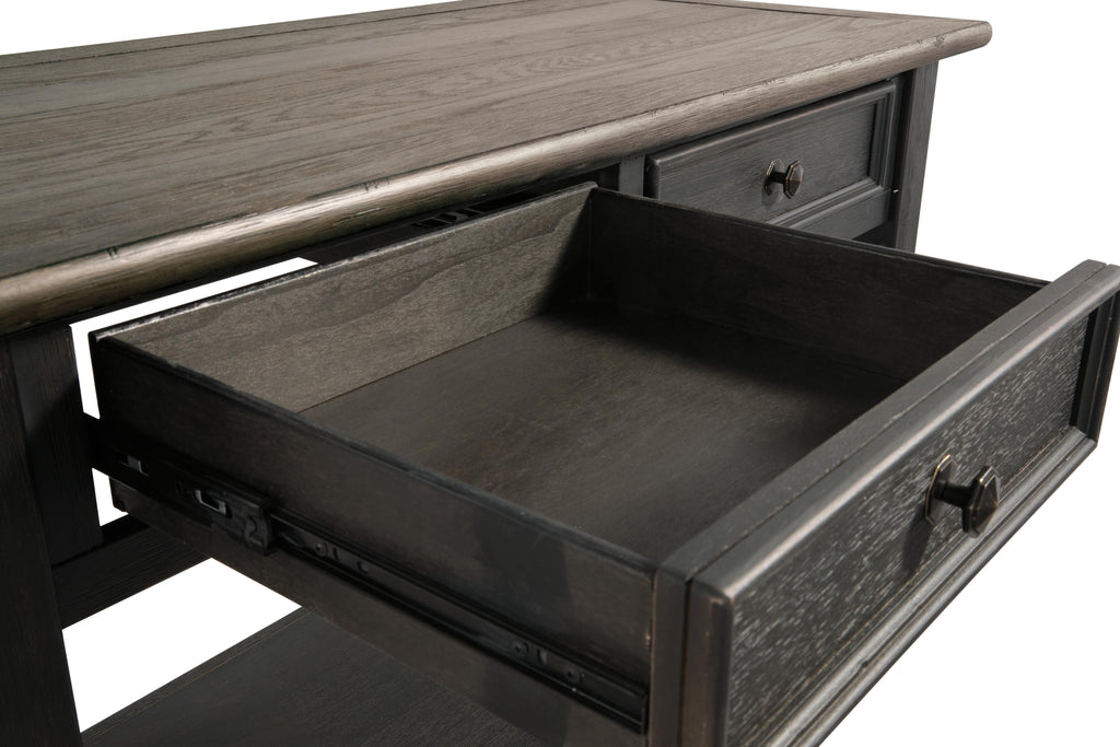 Tyler Creek Sofa/Console Table in Grayish Brown/Black, detail view