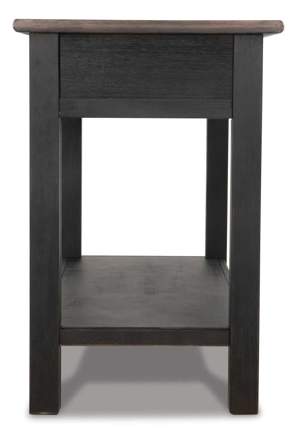 Tyler Creek Sofa/Console Table in Grayish Brown/Black, side view