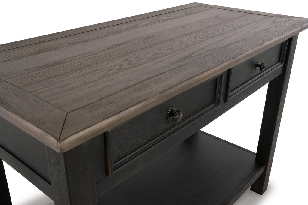 Tyler Creek Sofa/Console Table in Grayish Brown/Black, top view