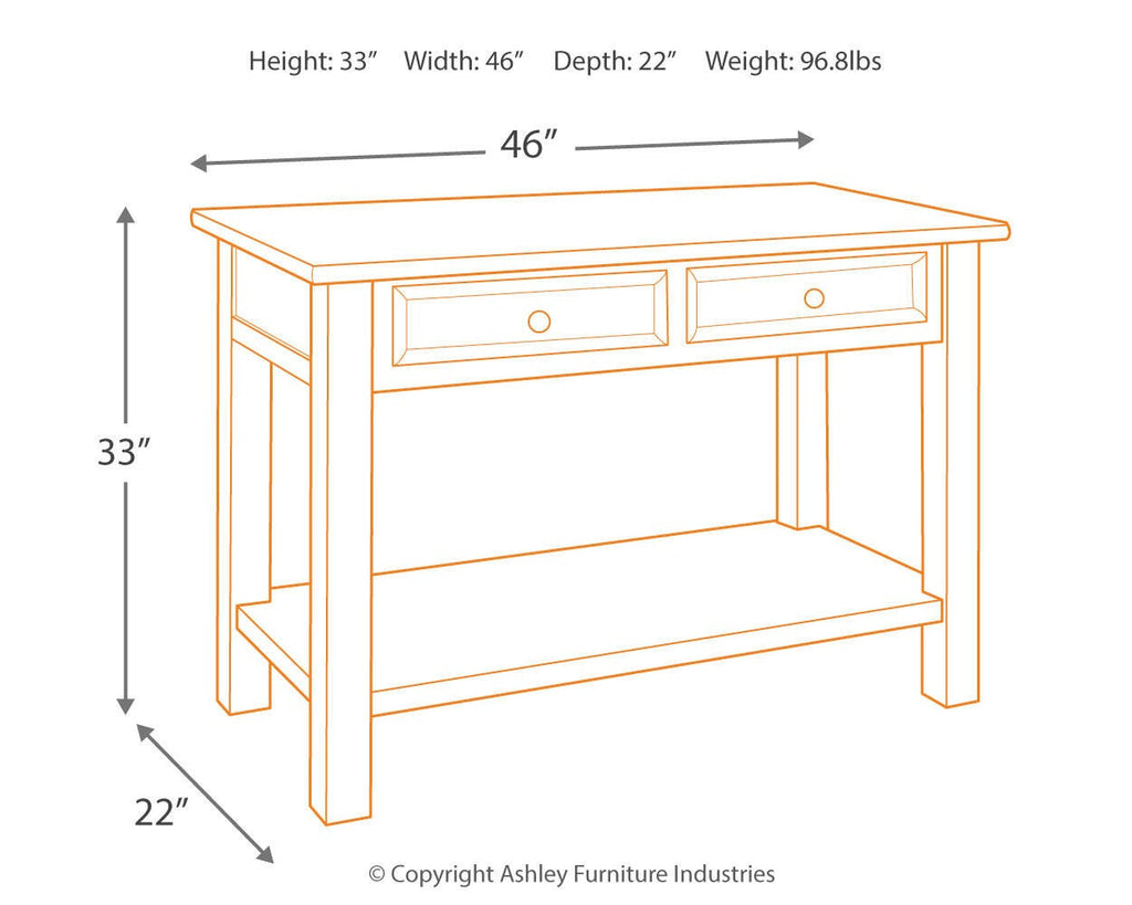 Tyler Creek Sofa/Console Table in Grayish Brown/Black, alternate view 11