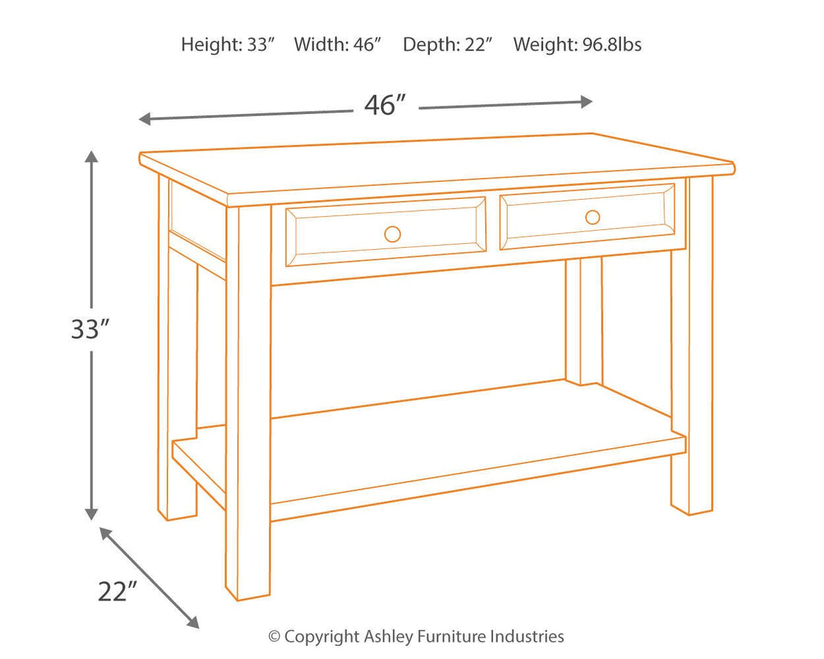 Tyler Creek Sofa/Console Table in Grayish Brown/Black, alternate view 11