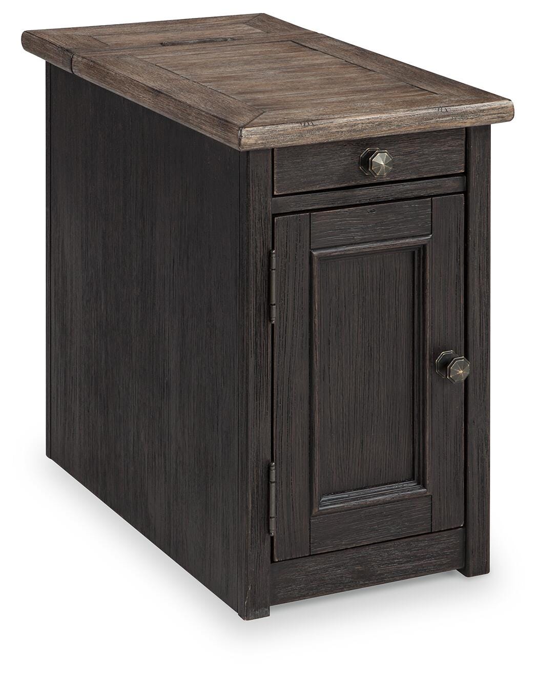 Tyler Creek Chairside End Table with USB Ports & Outlets in Grayish Brown/Black, alternate view 2