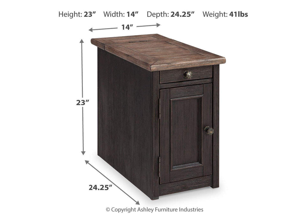 Tyler Creek 2 End Tables with USB Charging dimensions