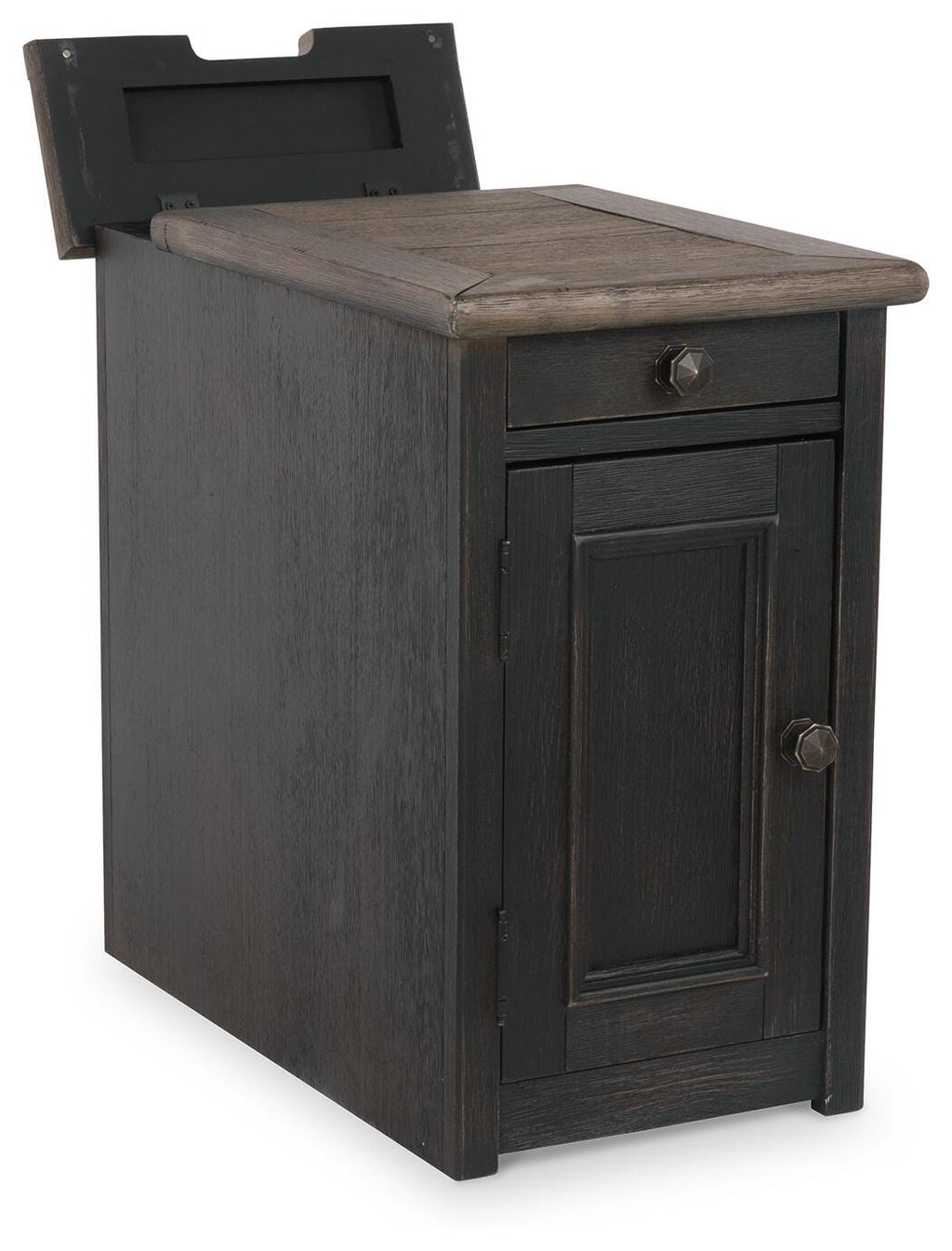 Tyler Creek Chairside End Table with USB Ports & Outlets in Grayish Brown/Black, alternate view 4