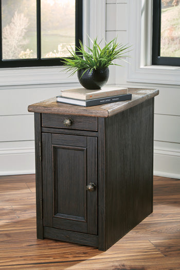 Tyler Creek Chairside End Table with USB Ports & Outlets in Grayish Brown/Black