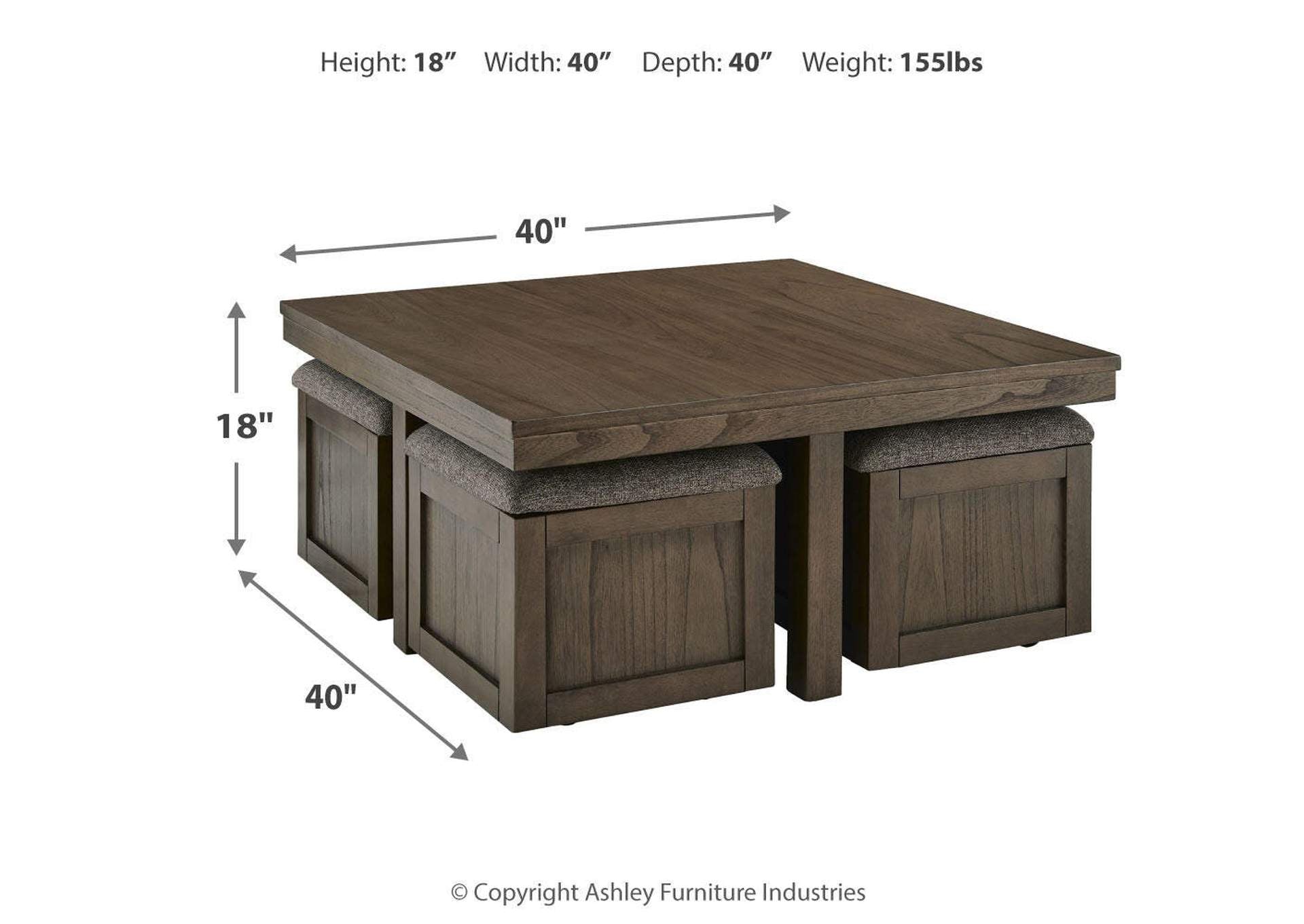 Boardernest Coffee Table with 1 End Table dimensions