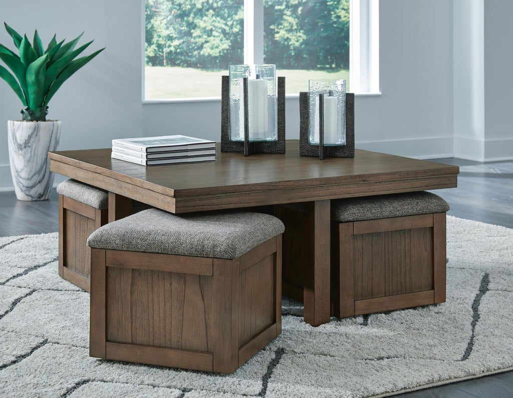 Boardernest Coffee Table with 4 Stools in Brown, alternate view 6