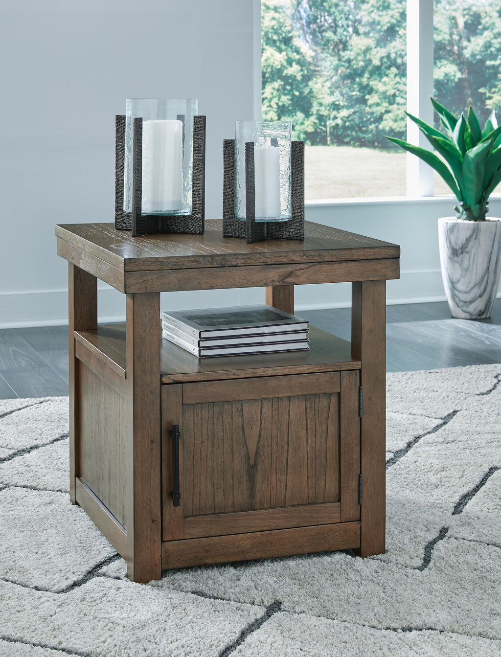 Boardernest End Table in Brown, closed view