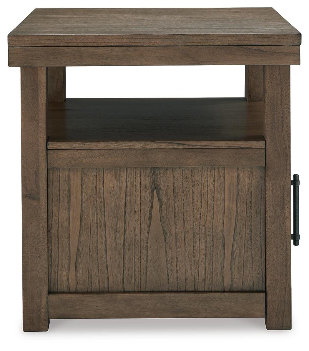 Boardernest End Table in Brown, side view