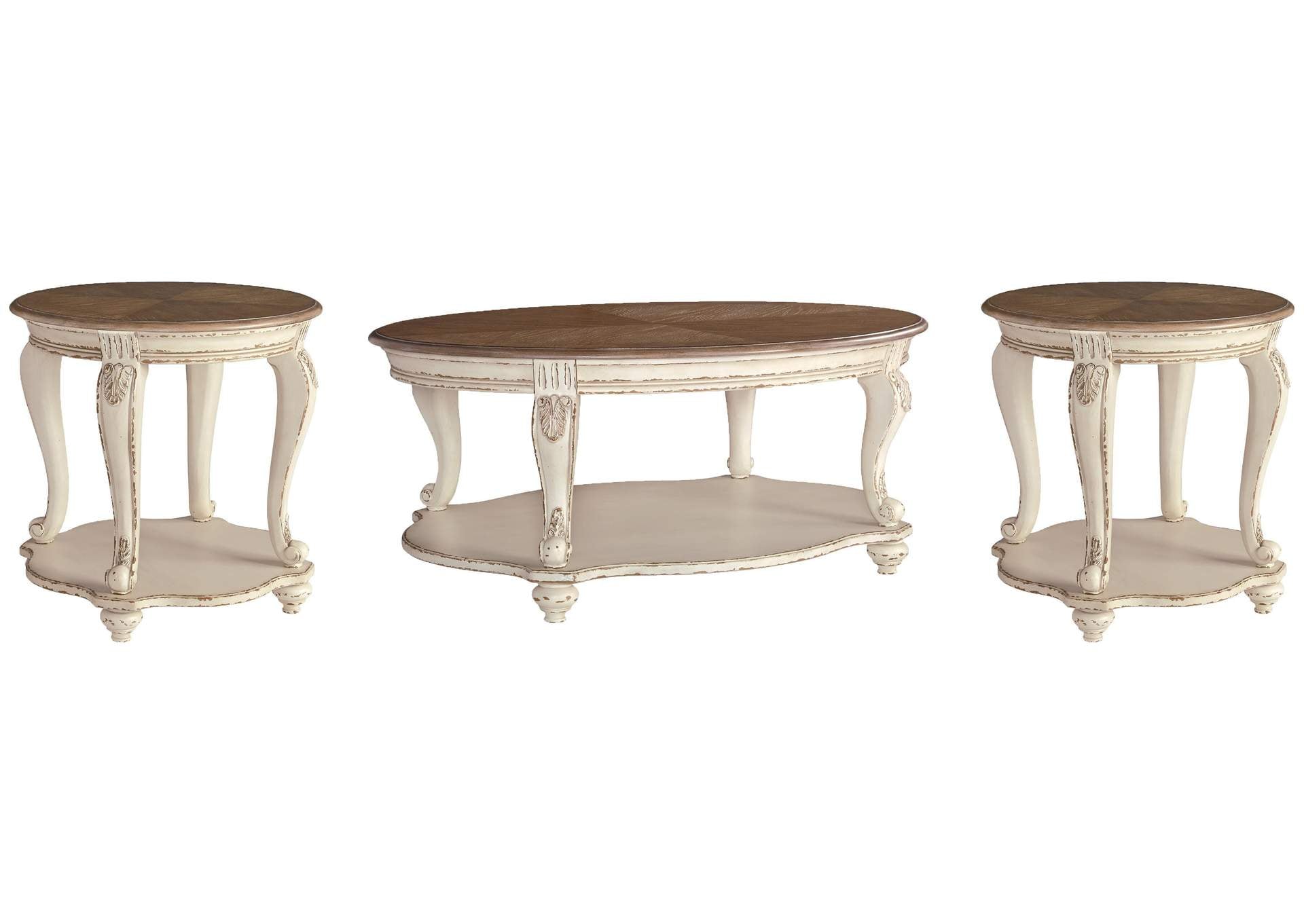Realyn Coffee Table with 2 End Tables