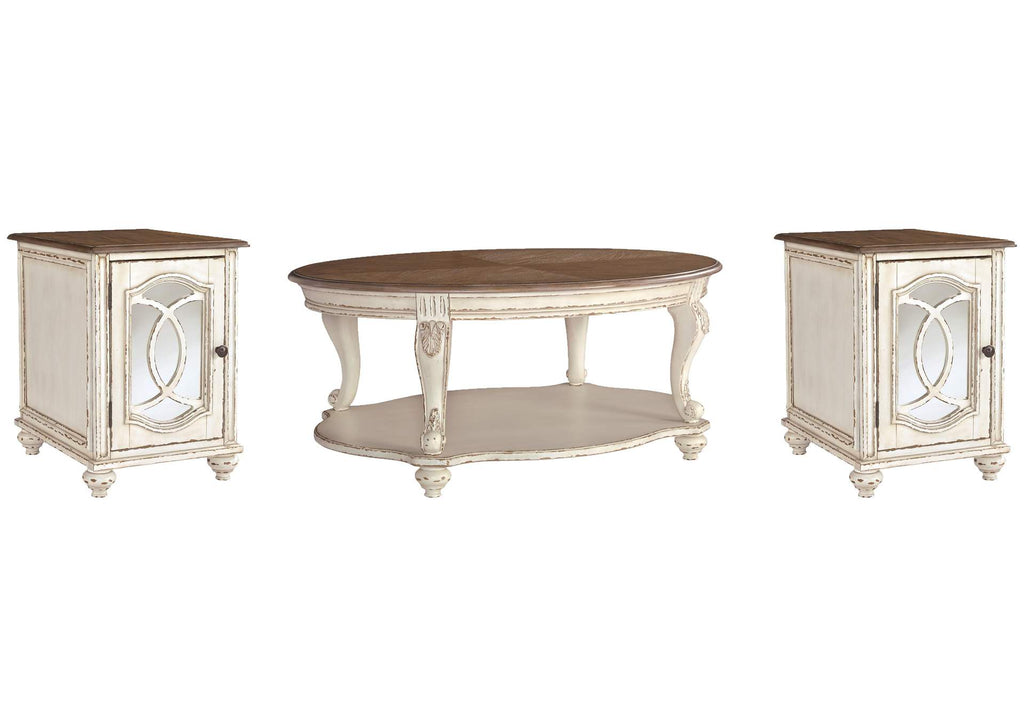 Realyn Coffee Table with 2 End Tables