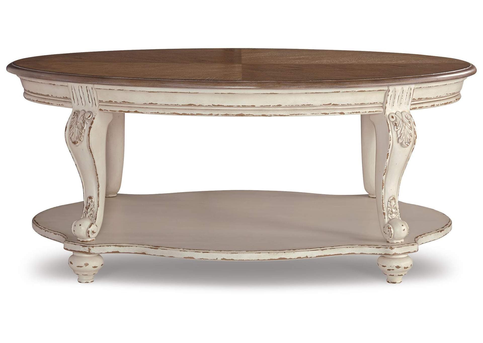 Realyn Coffee Table with 1 End Table front view