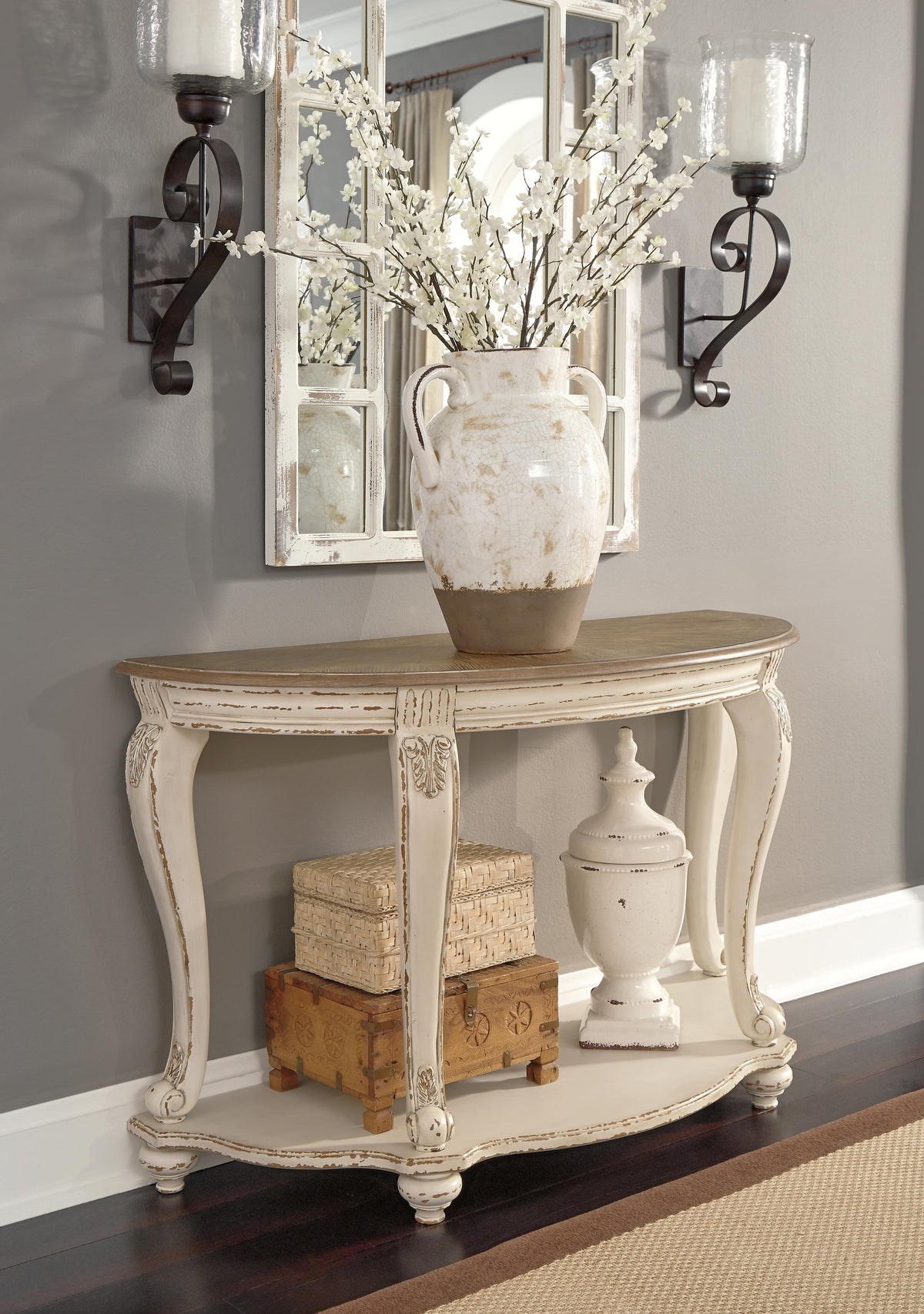 Realyn Sofa Table in White/Brown, alternate view 9