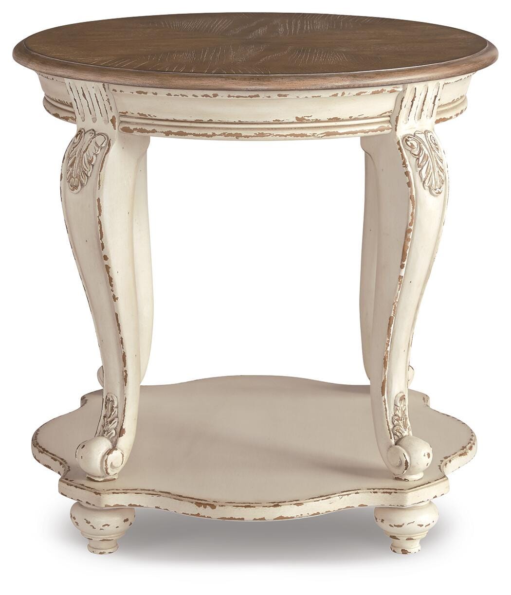 Realyn End Table in White/Brown, front view