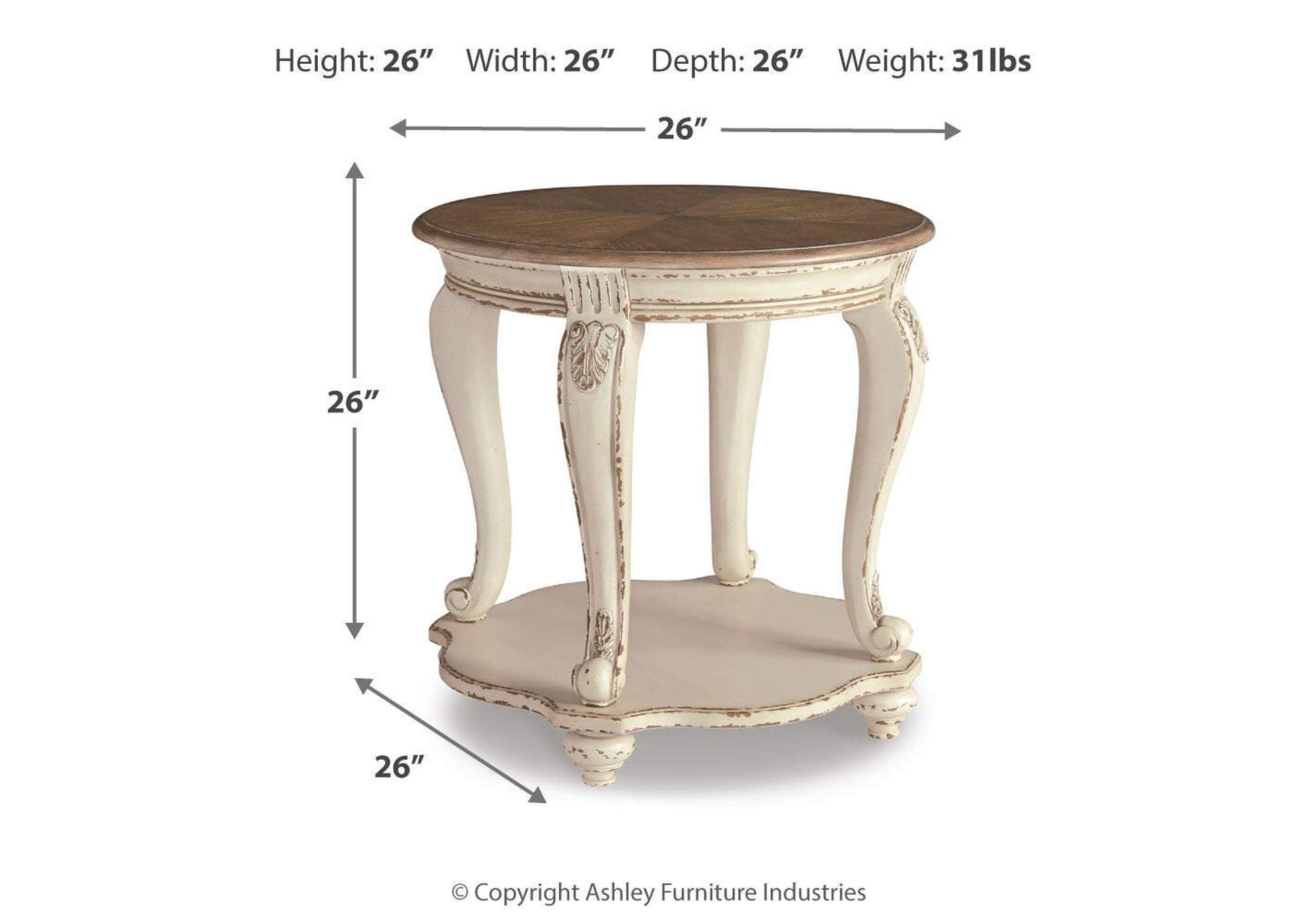 Realyn 2 End Tables dimensions