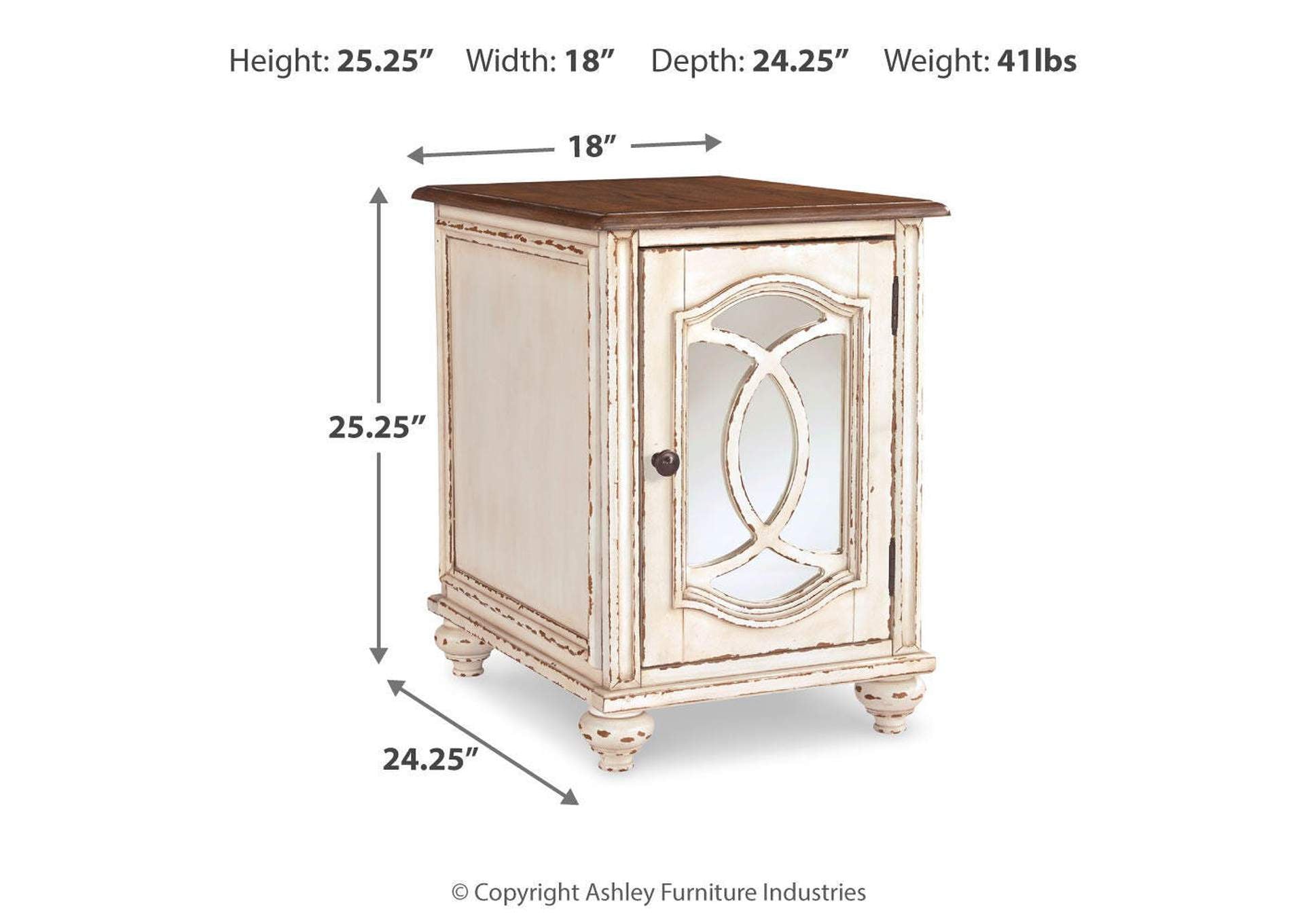 Realyn Coffee Table with 1 End Table dimensions