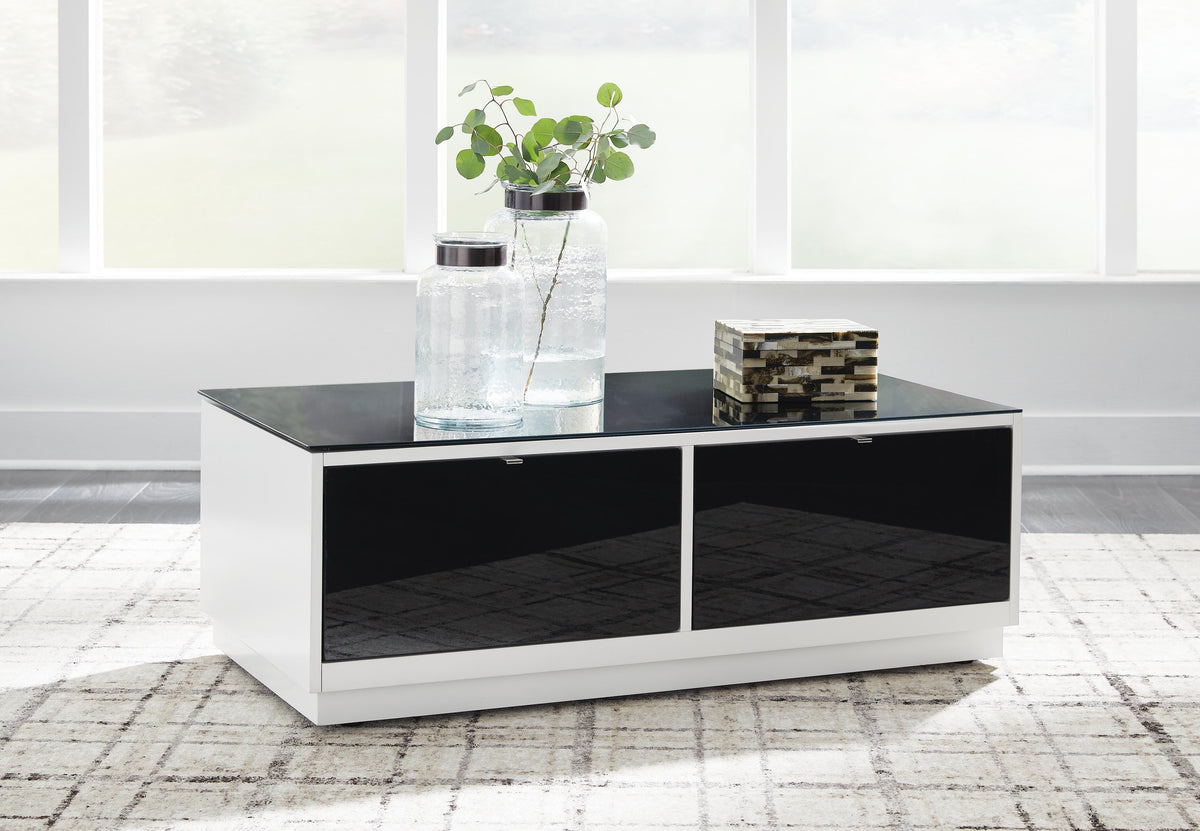 Gardoni Coffee Table in White/Black, closed view