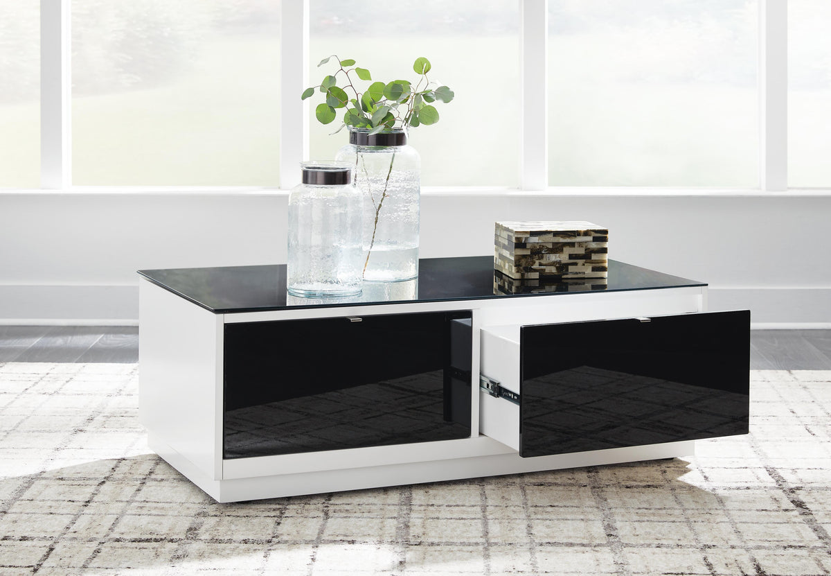 Gardoni Coffee Table in White/Black, open view