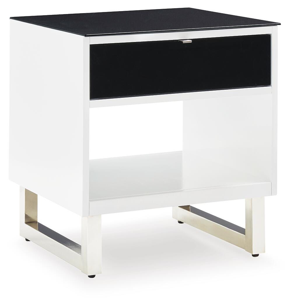 Gardoni End Table in White/Black, closed view