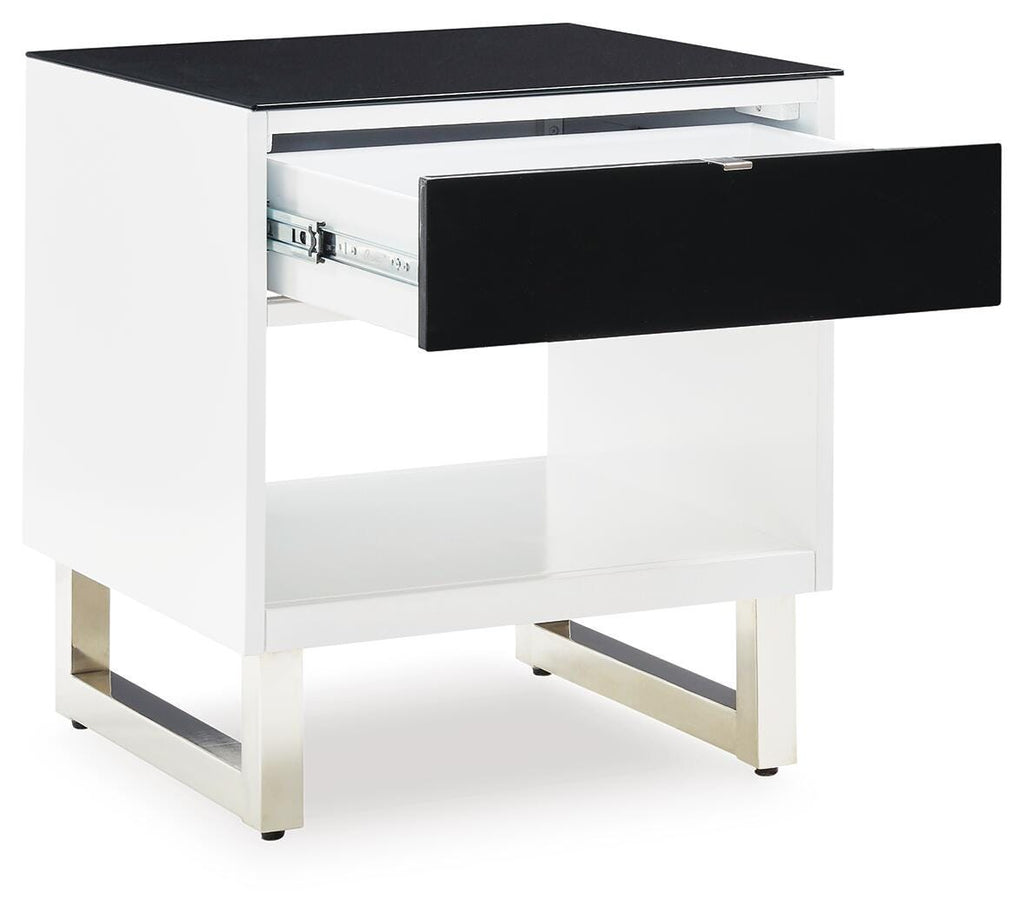Gardoni End Table in White/Black, open view