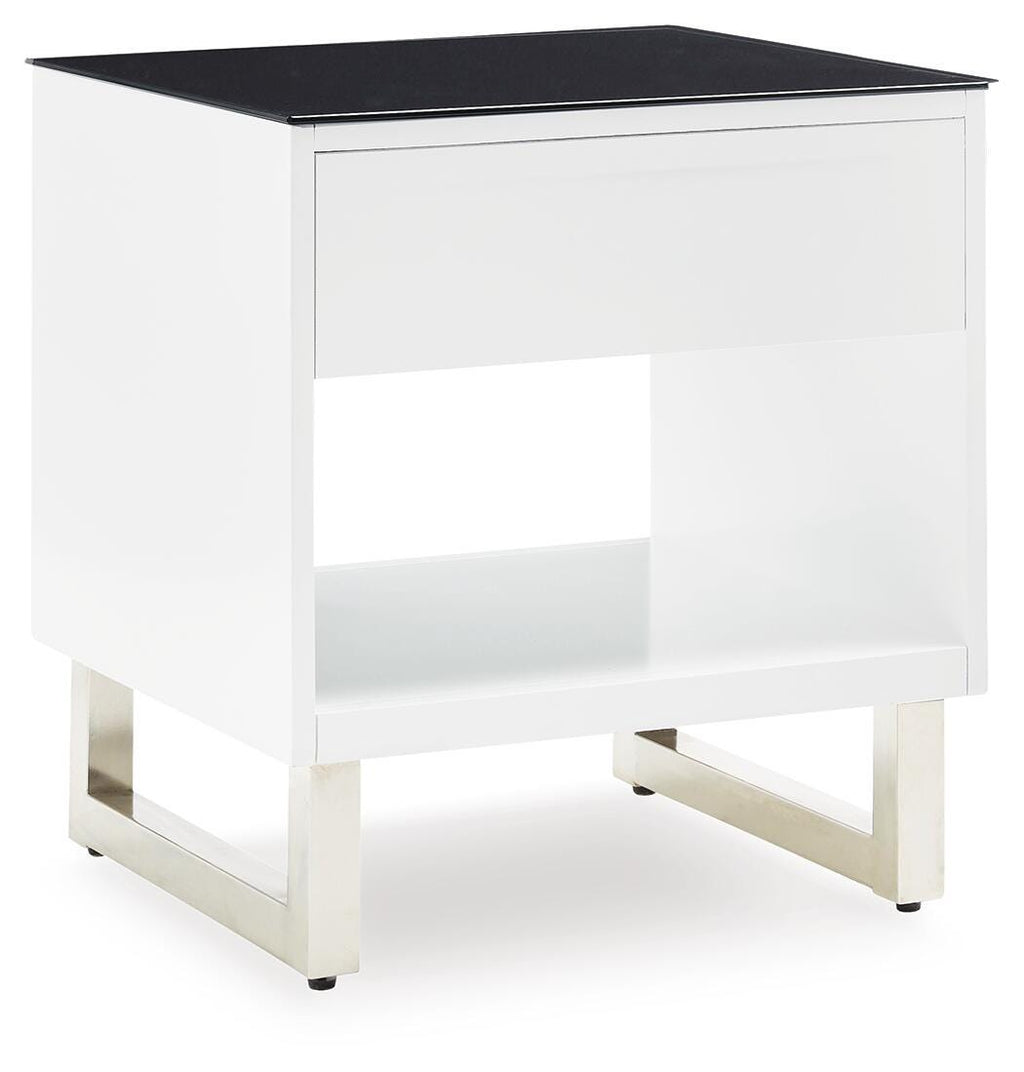 Gardoni End Table in White/Black, back view