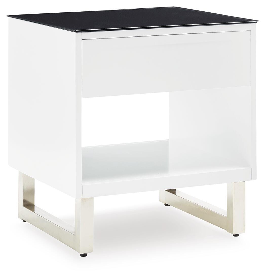 Gardoni End Table in White/Black, back view