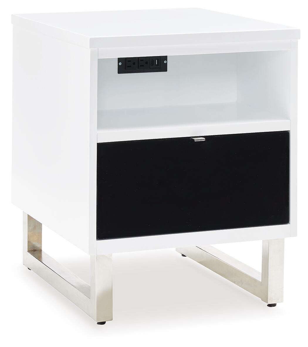 Gardoni Chairside End Table in White/Black, closed view