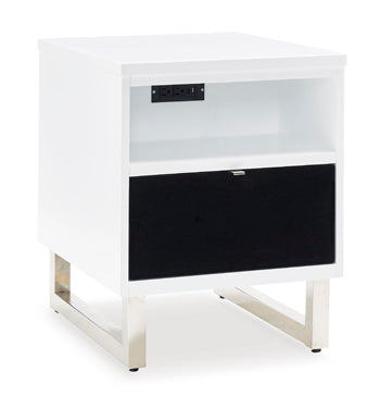 Gardoni Chairside End Table in White/Black, closed view