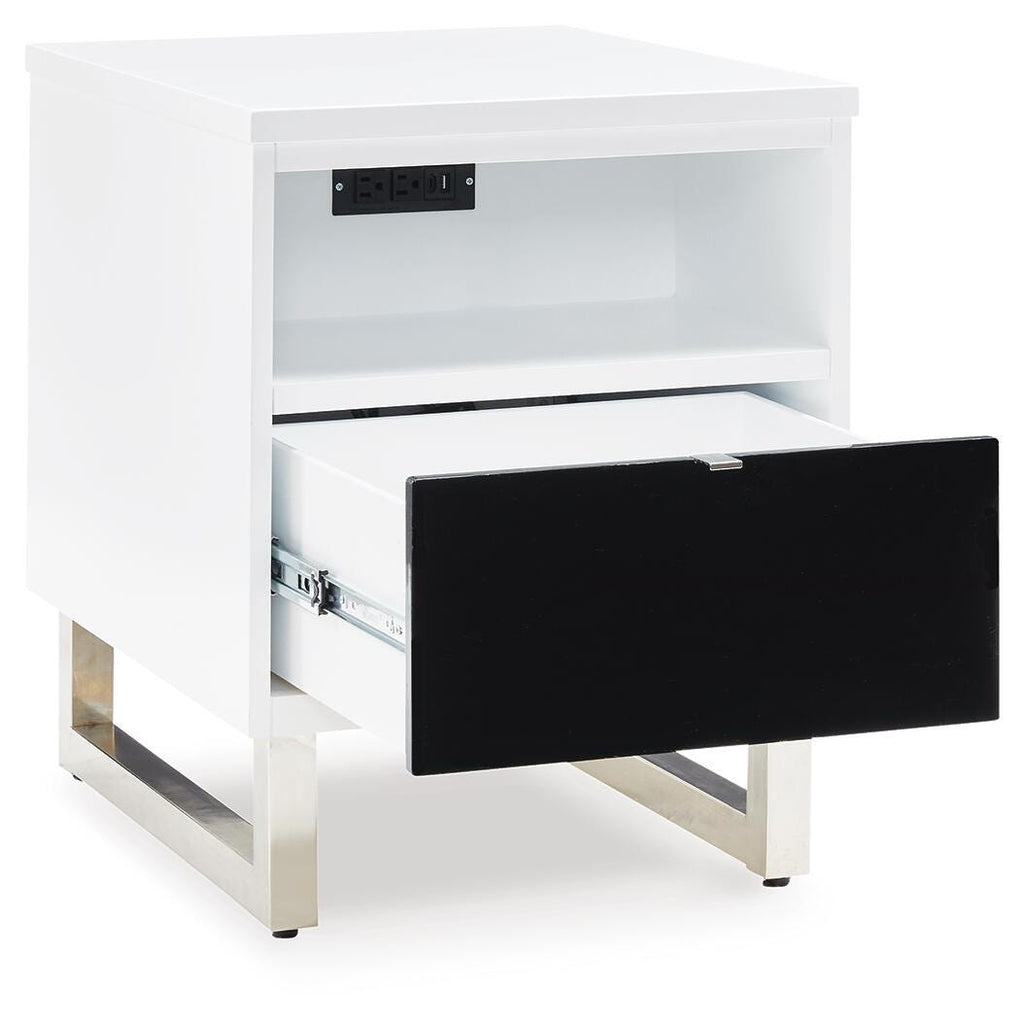 Gardoni Chairside End Table in White/Black, open view