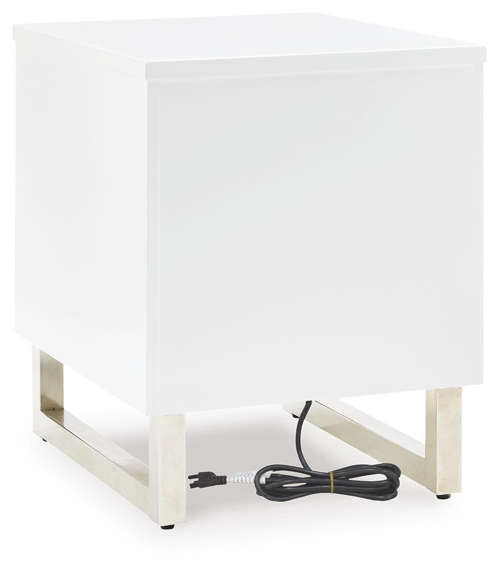 Gardoni Chairside End Table in White/Black, back view