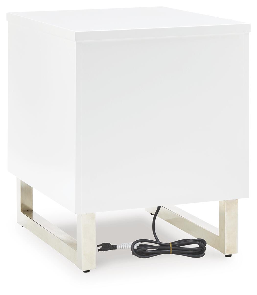 Gardoni Chairside End Table in White/Black, back view