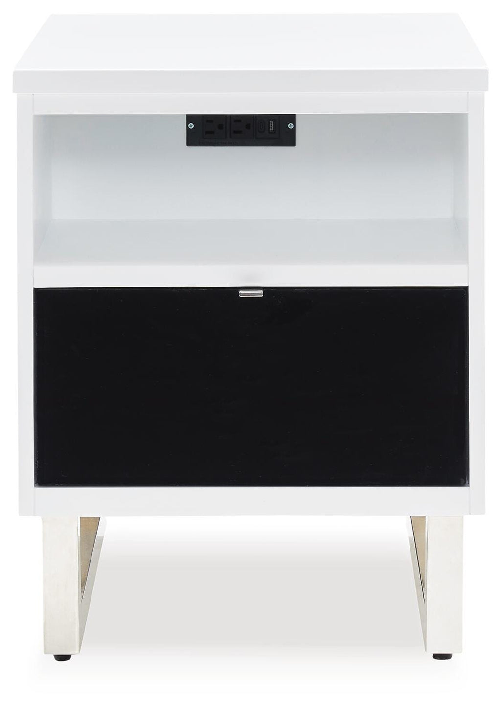 Gardoni Chairside End Table in White/Black, front view