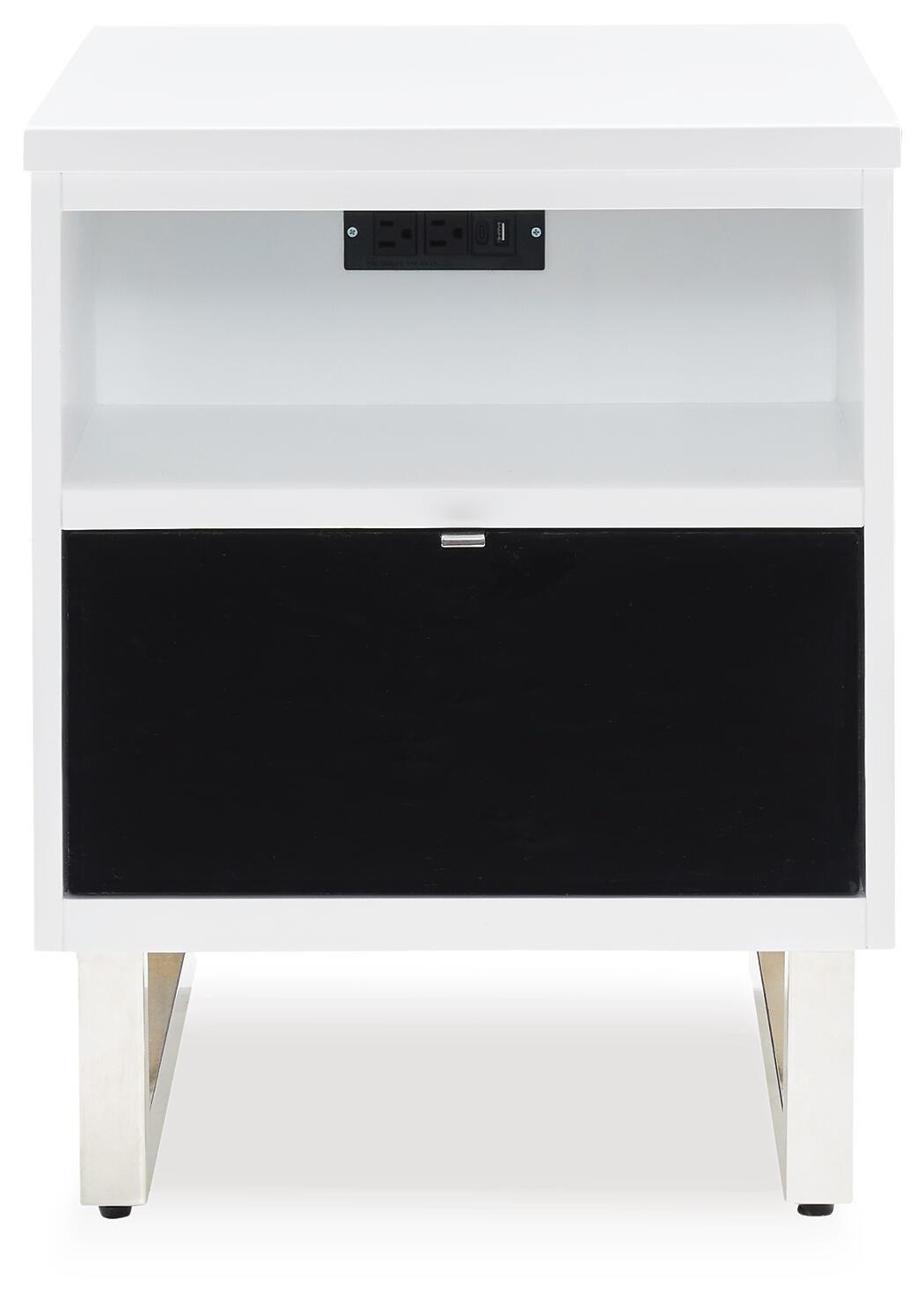Gardoni Chairside End Table in White/Black, front view