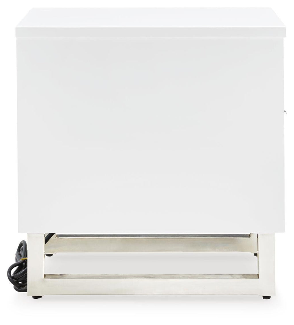 Gardoni Chairside End Table in White/Black, side view