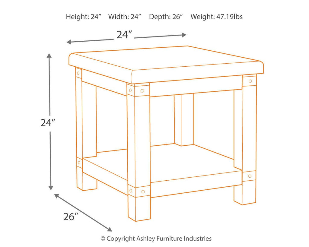 Carynhurst End Table in White Wash Gray, alternate view 9