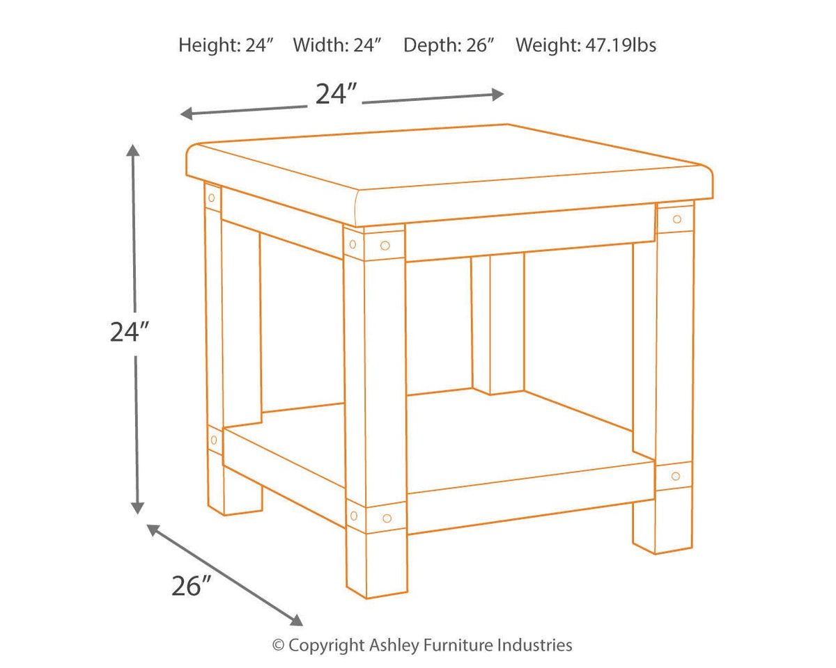 Carynhurst End Table in White Wash Gray, alternate view 9