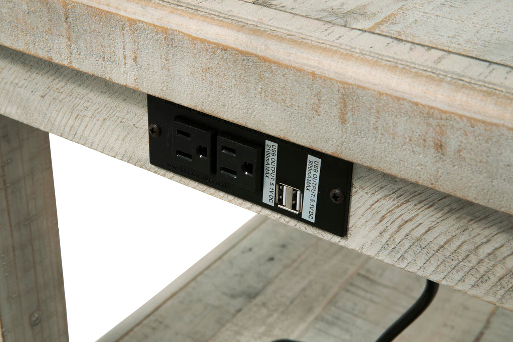 Carynhurst End Table in White Wash Gray, detail view