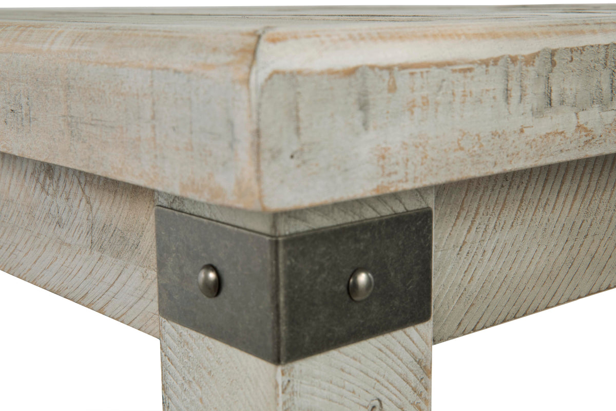 Carynhurst End Table in White Wash Gray, detail view