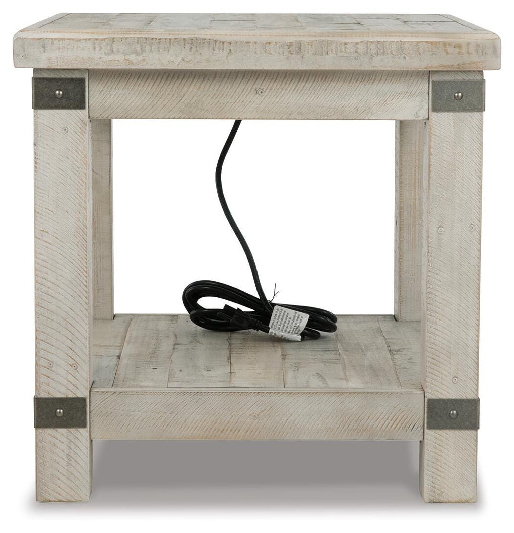 Carynhurst End Table in White Wash Gray, front view
