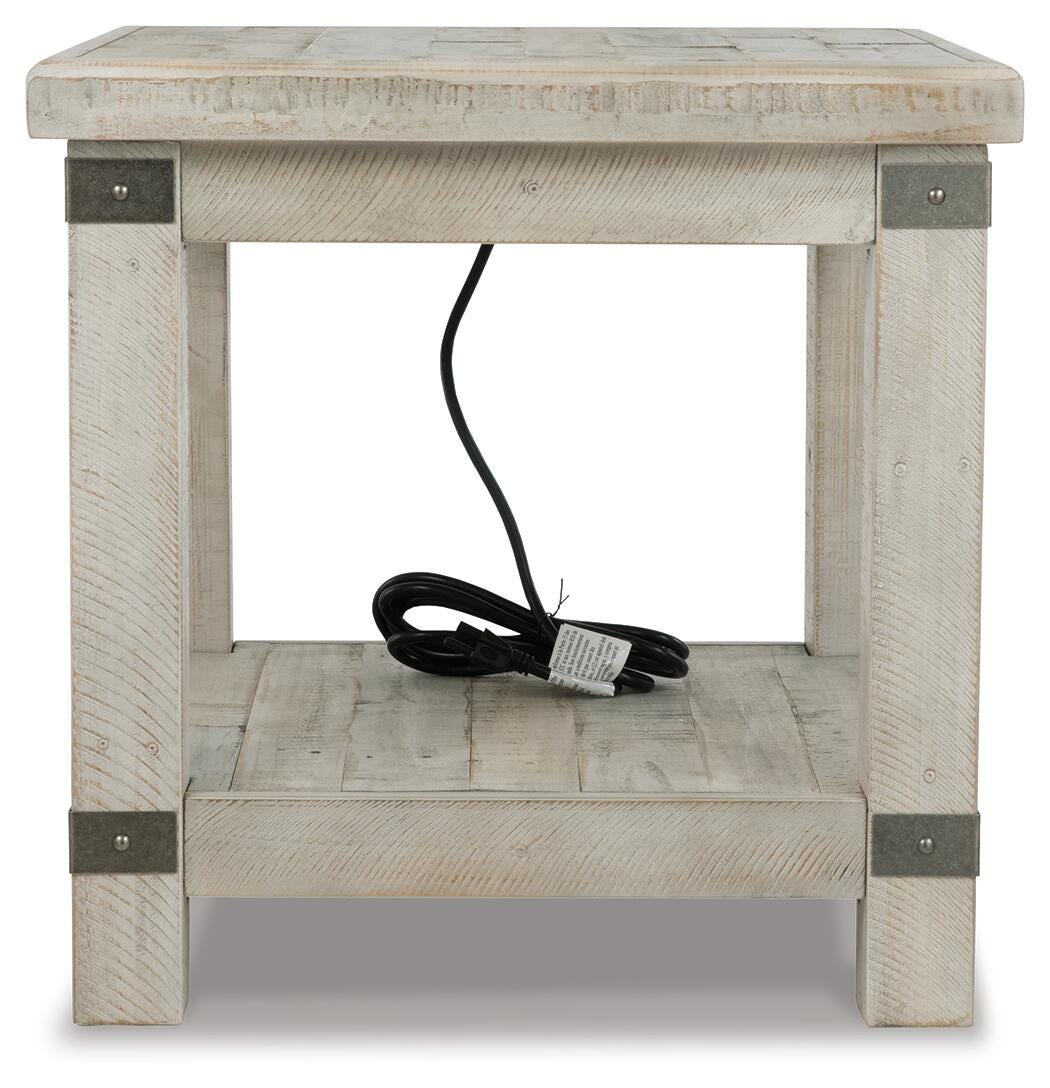 Carynhurst End Table in White Wash Gray, front view