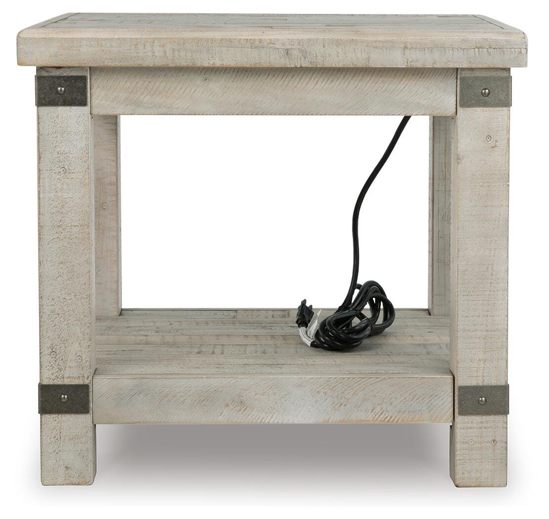 Carynhurst End Table in White Wash Gray, side view