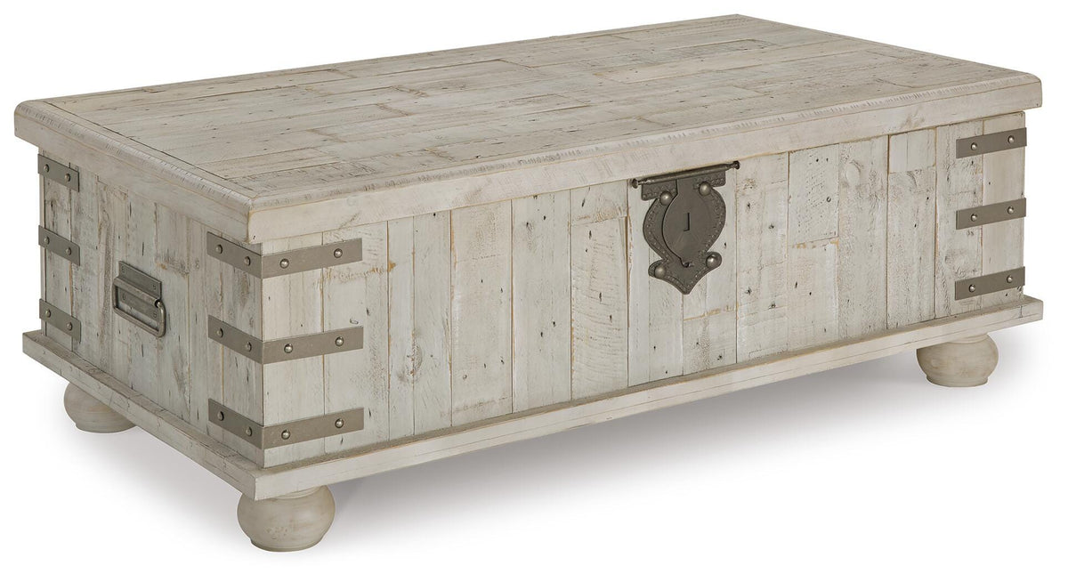 Carynhurst Coffee Table with Lift Top in White Wash Gray, alternate view 2
