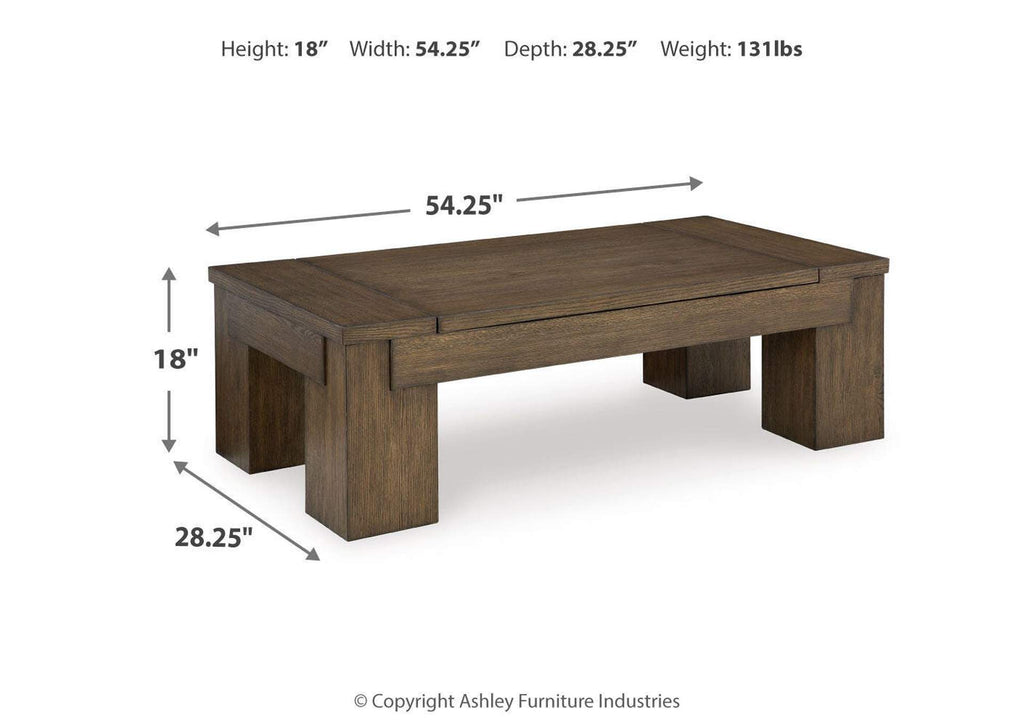 Rosswain Coffee Table with 2 End Tables dimensions