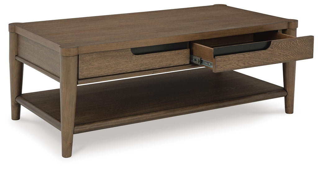 Roanhowe Coffee Table in Brown, open view