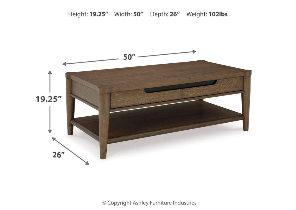 Roanhowe Coffee Table with 1 End Table dimensions