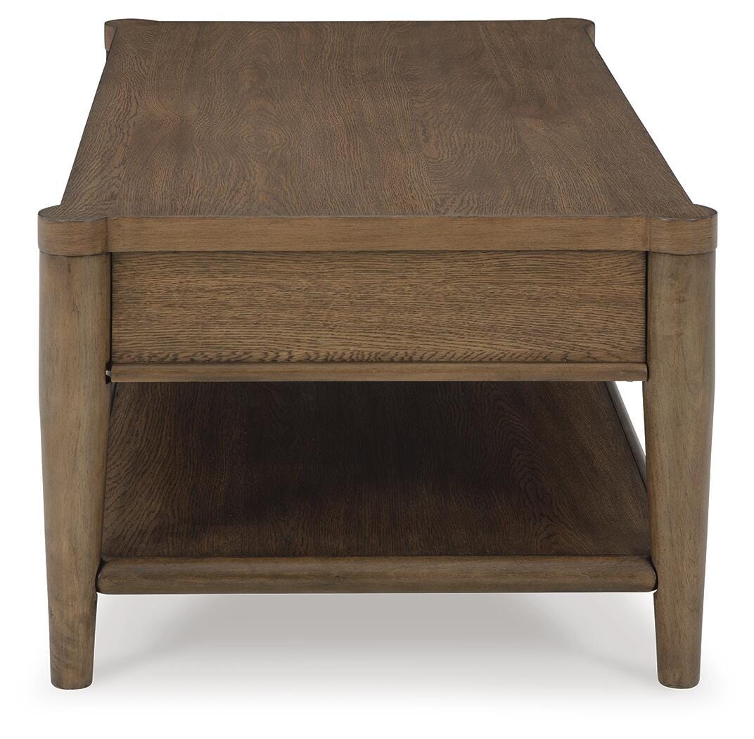 Roanhowe Coffee Table in Brown, side view