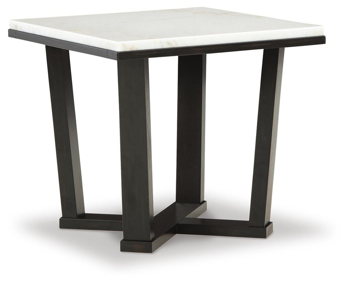 Fostead End Table in White/Espresso, angle view